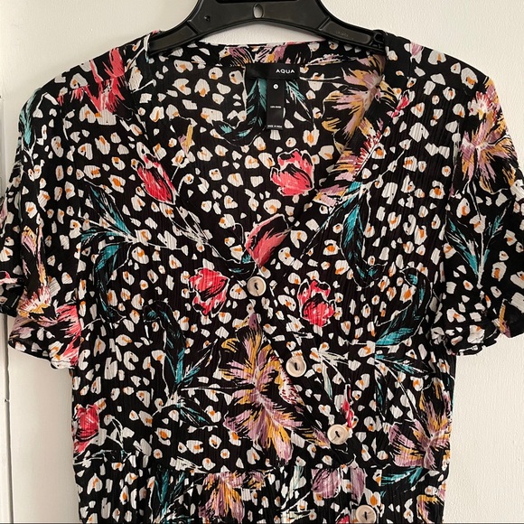 NWOT AQUA Leopard Floral A-Line Dress - Picture 7 of 8